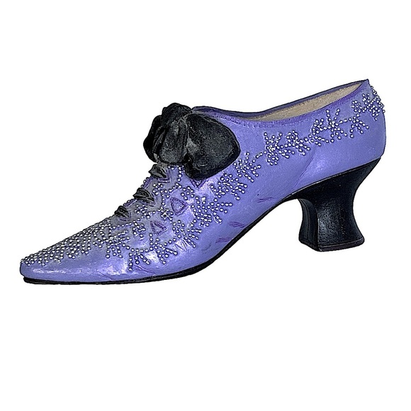 Just The Right Shoe French Velvet Victorian Vintage Mini High Heel Retired 2001 - Picture 7 of 16